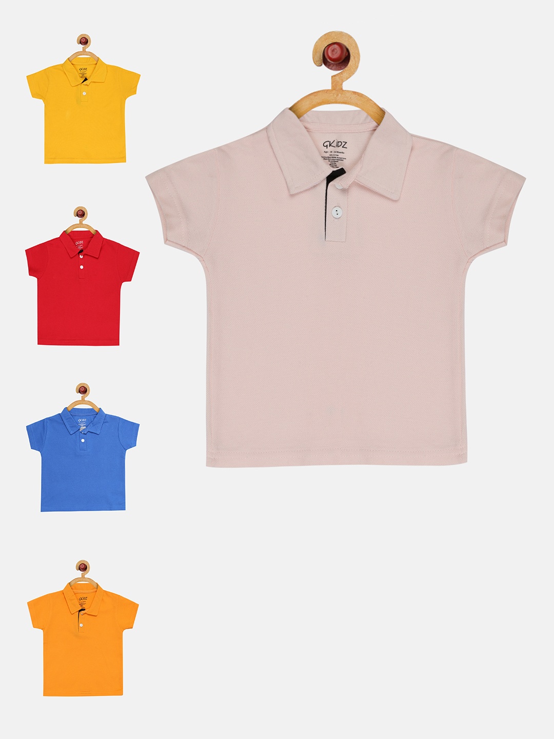 

GKIDZ Pack of 5 Polo Collar T-shirts, Pink