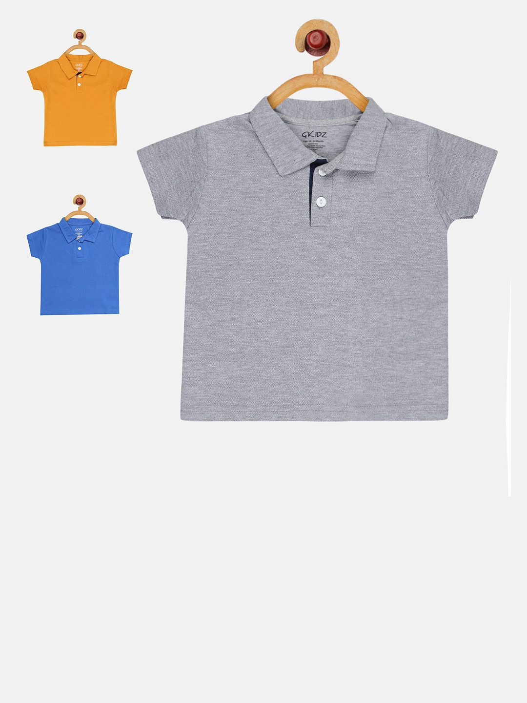 

GKIDZ Pack of 3 Polo Collar T-shirts, Grey