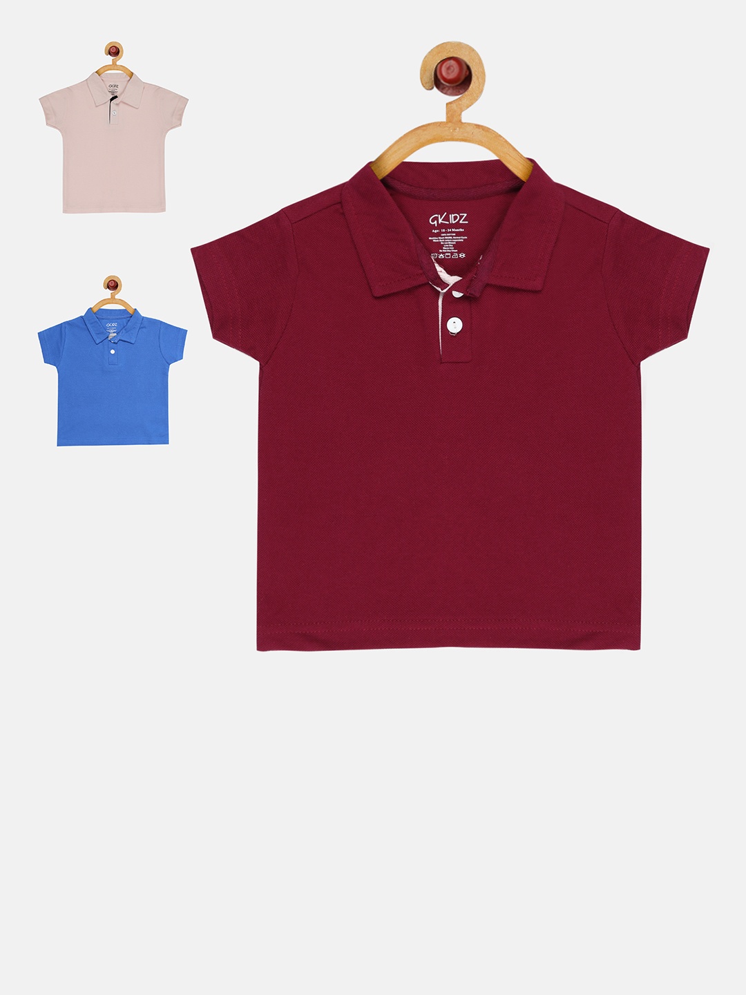 

GKIDZ Pack of 3 Polo Collar T-shirts, Pink