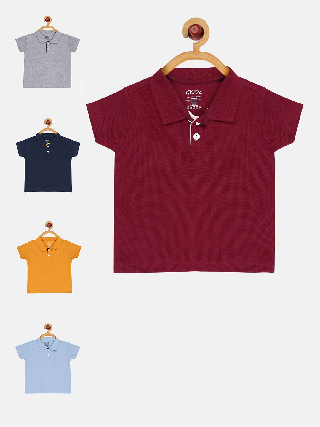 

GKIDZ Pack of 5 Polo Collar T-shirts, Grey