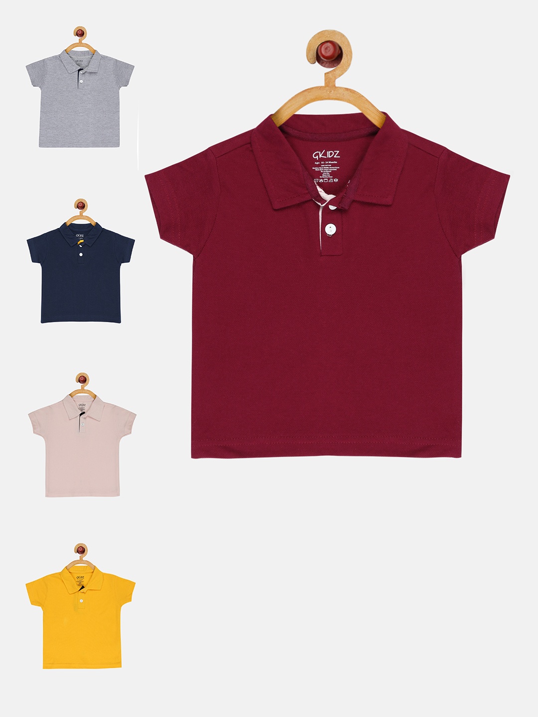 

GKIDZ Pack of 5 Polo Collar T-shirts, Yellow