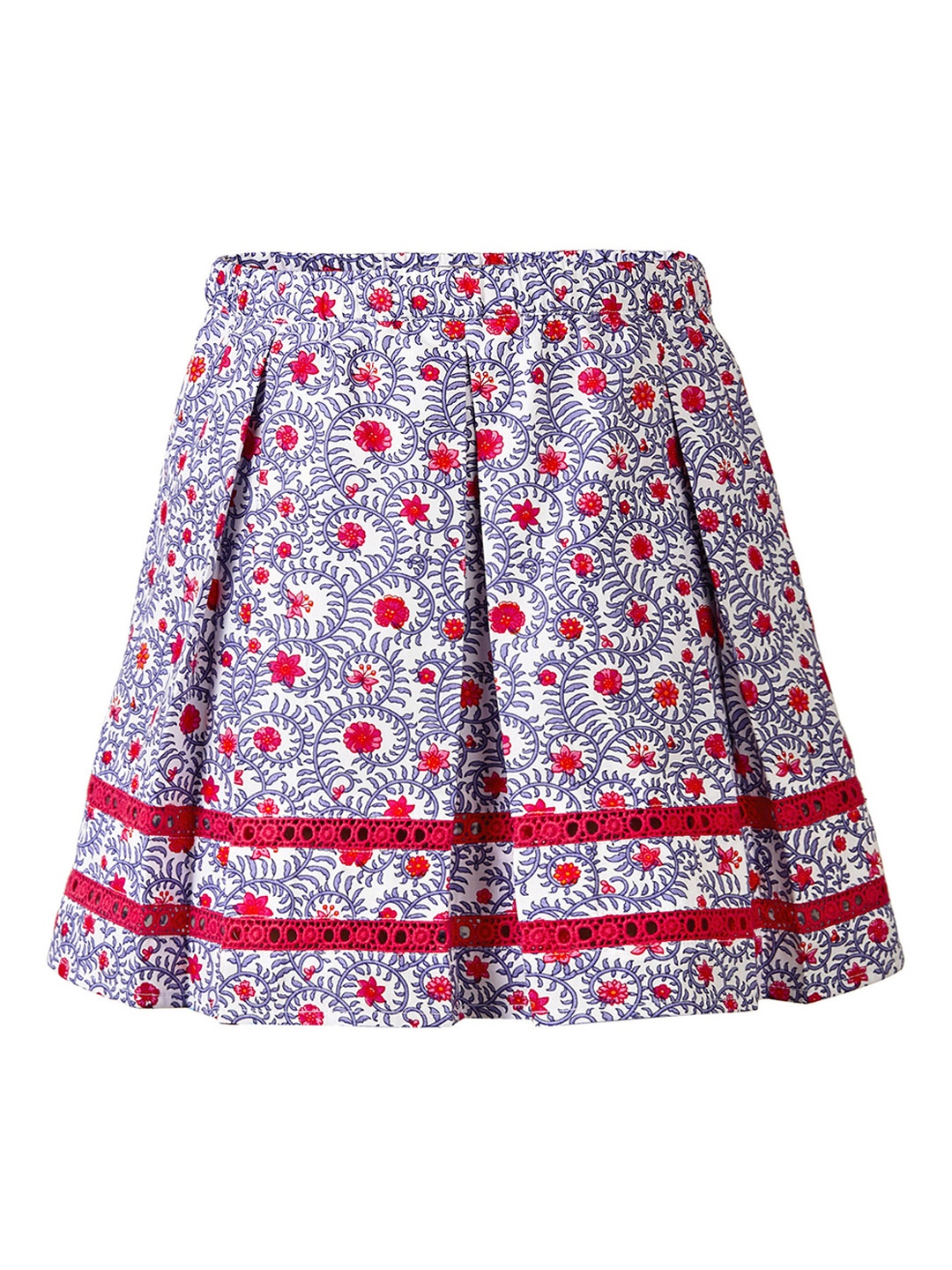 

CACA CINA Girls Off-White & Grey Floral Print Flared Skirt