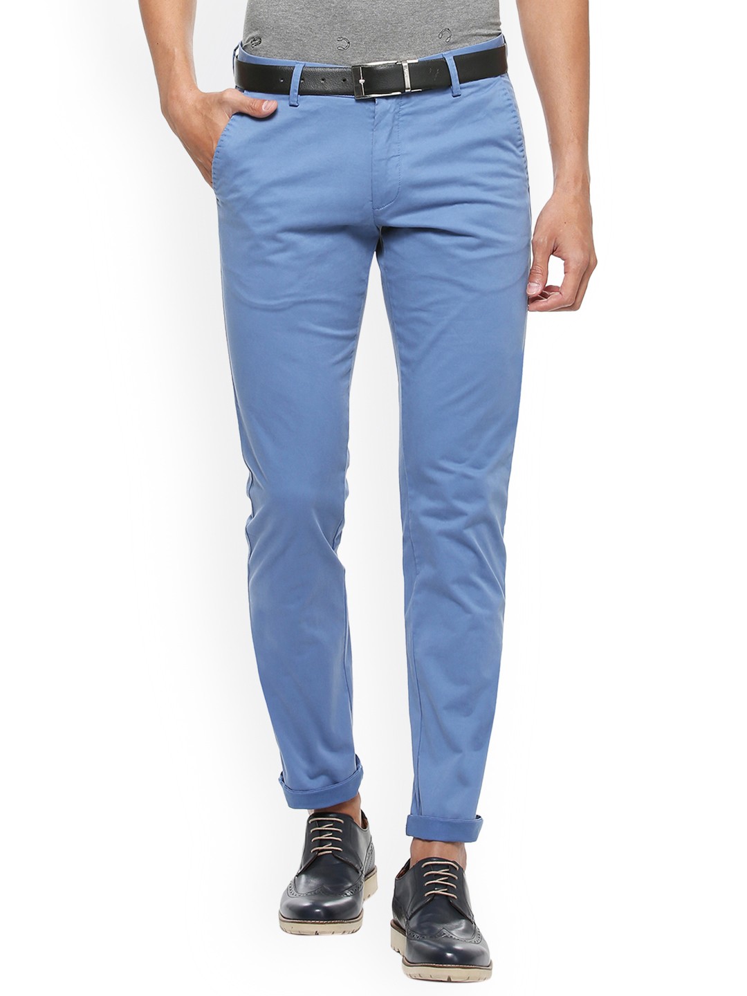 

SIMON CARTER LONDON Men Blue Slim Fit Solid Regular Trousers