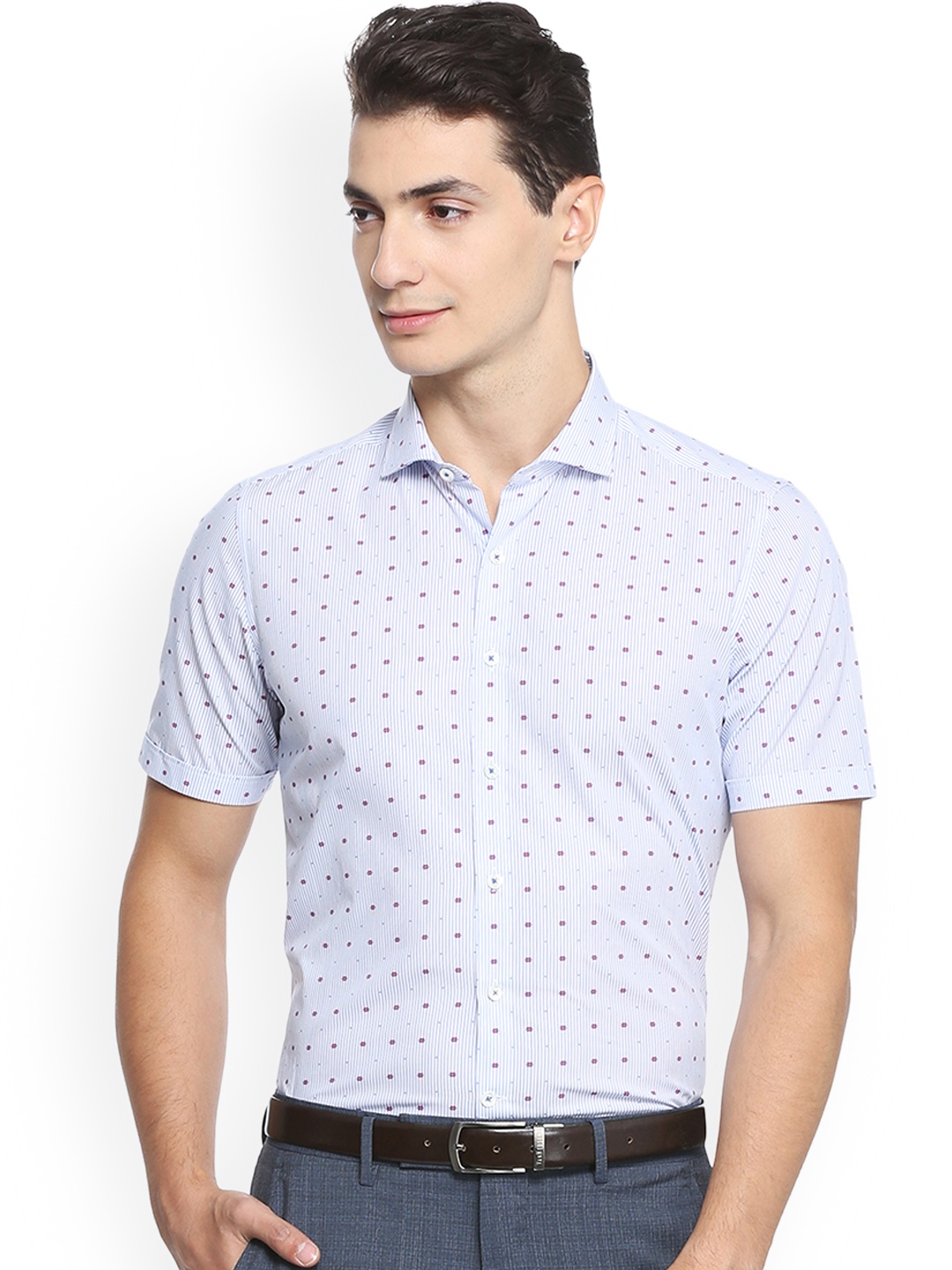 

SIMON CARTER LONDON Men Blue Slim Fit Printed Semiformal Shirt
