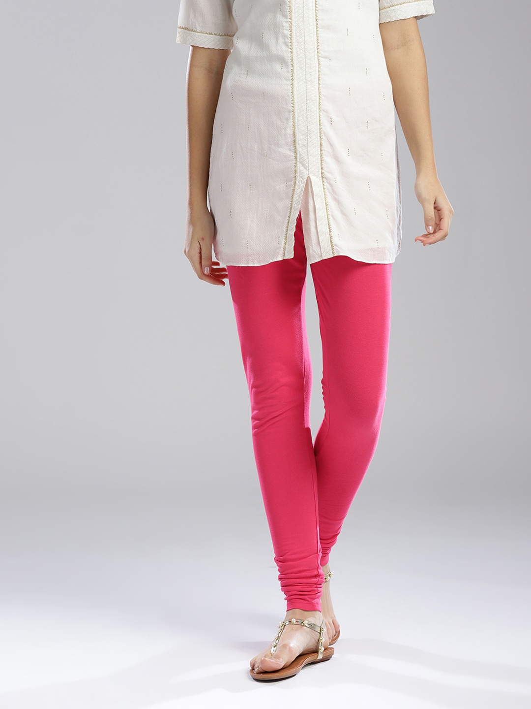 

W Navy Pink Solid Churidar