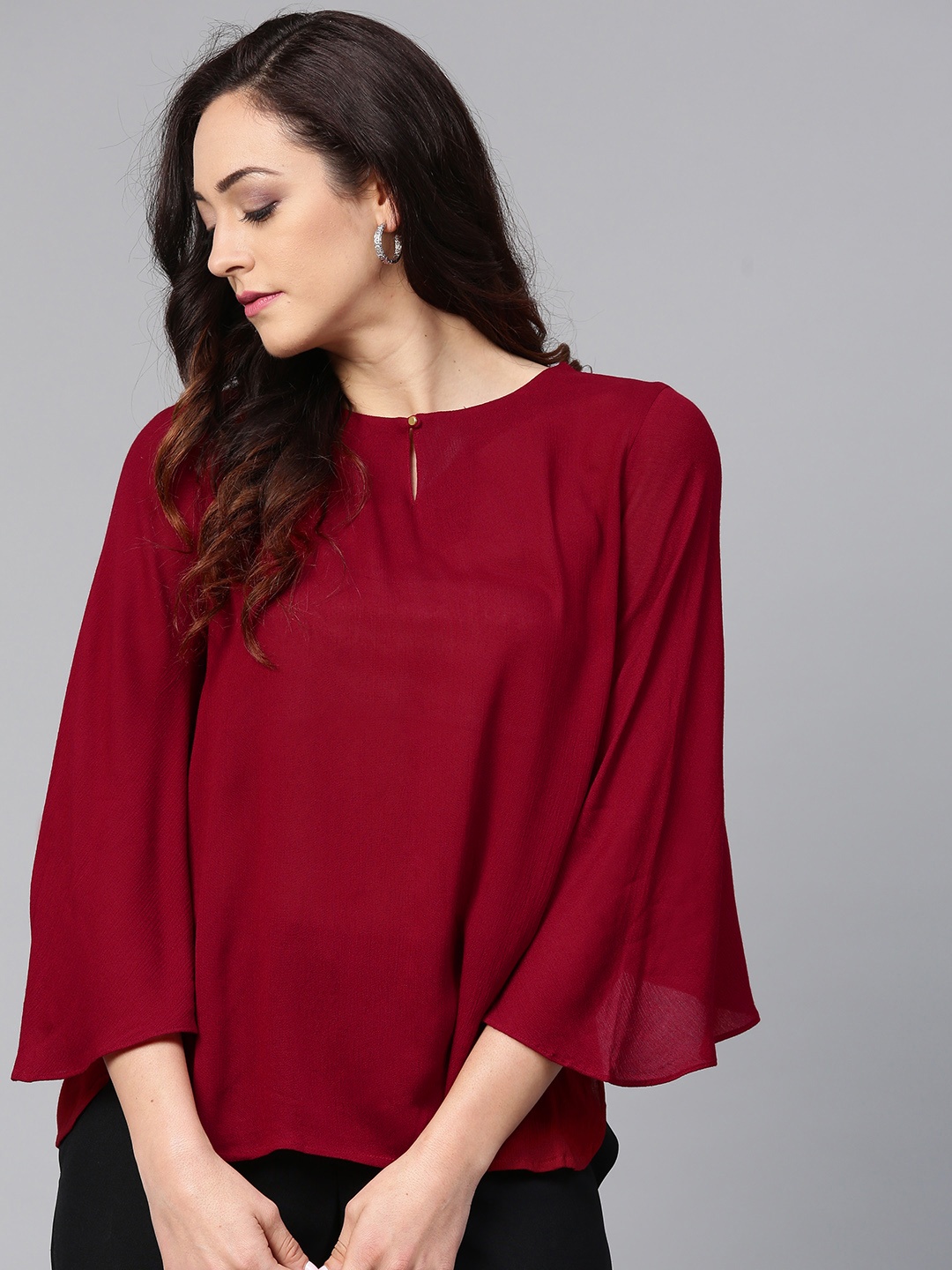 

W Women Maroon Solid Top