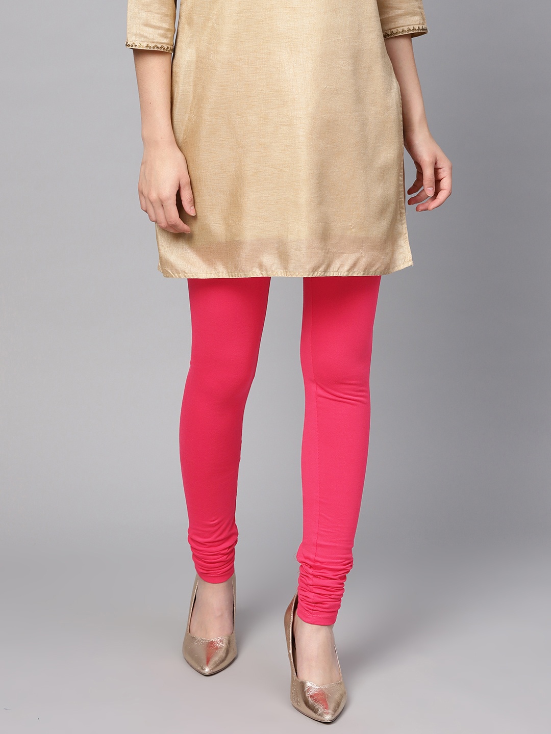 

W Women Fuchsia Pink Solid Churidar Leggings