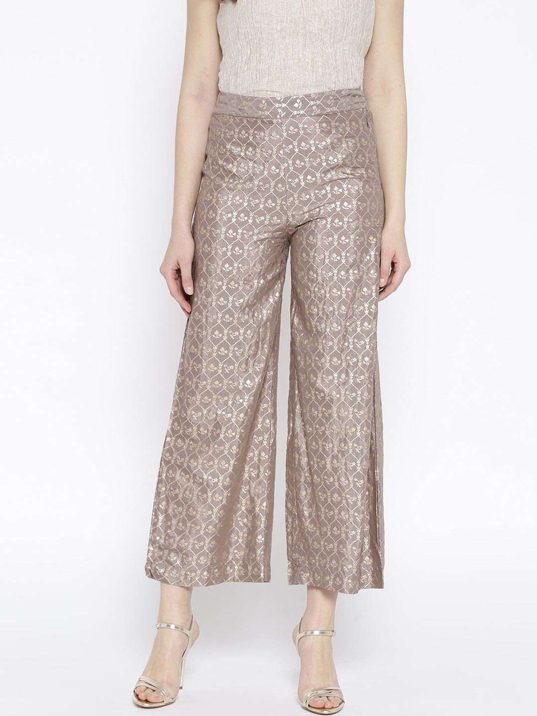 

W Women Brown Loose Fit Printed Parallel Trousers