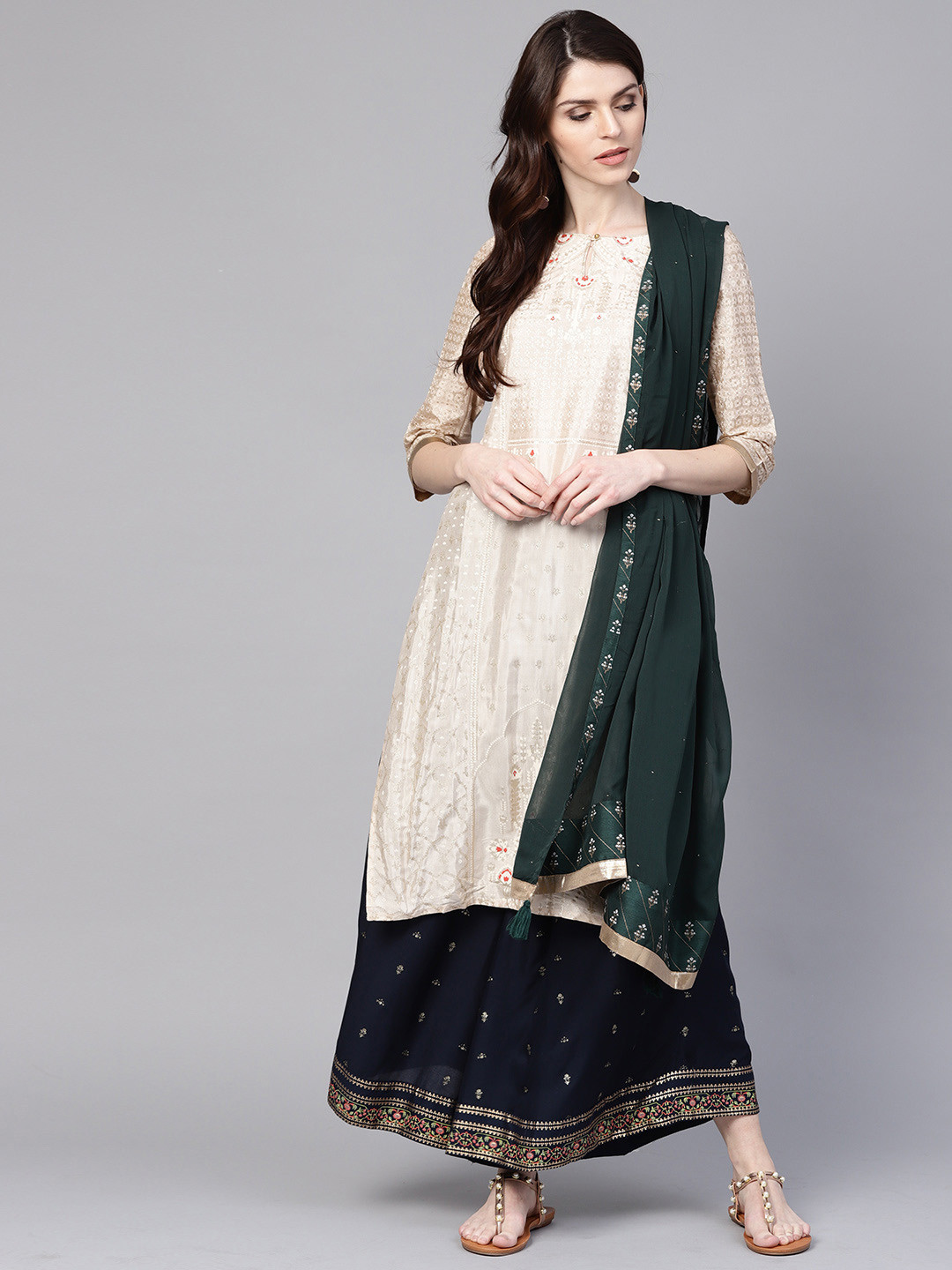 

W Green Solid Dupatta