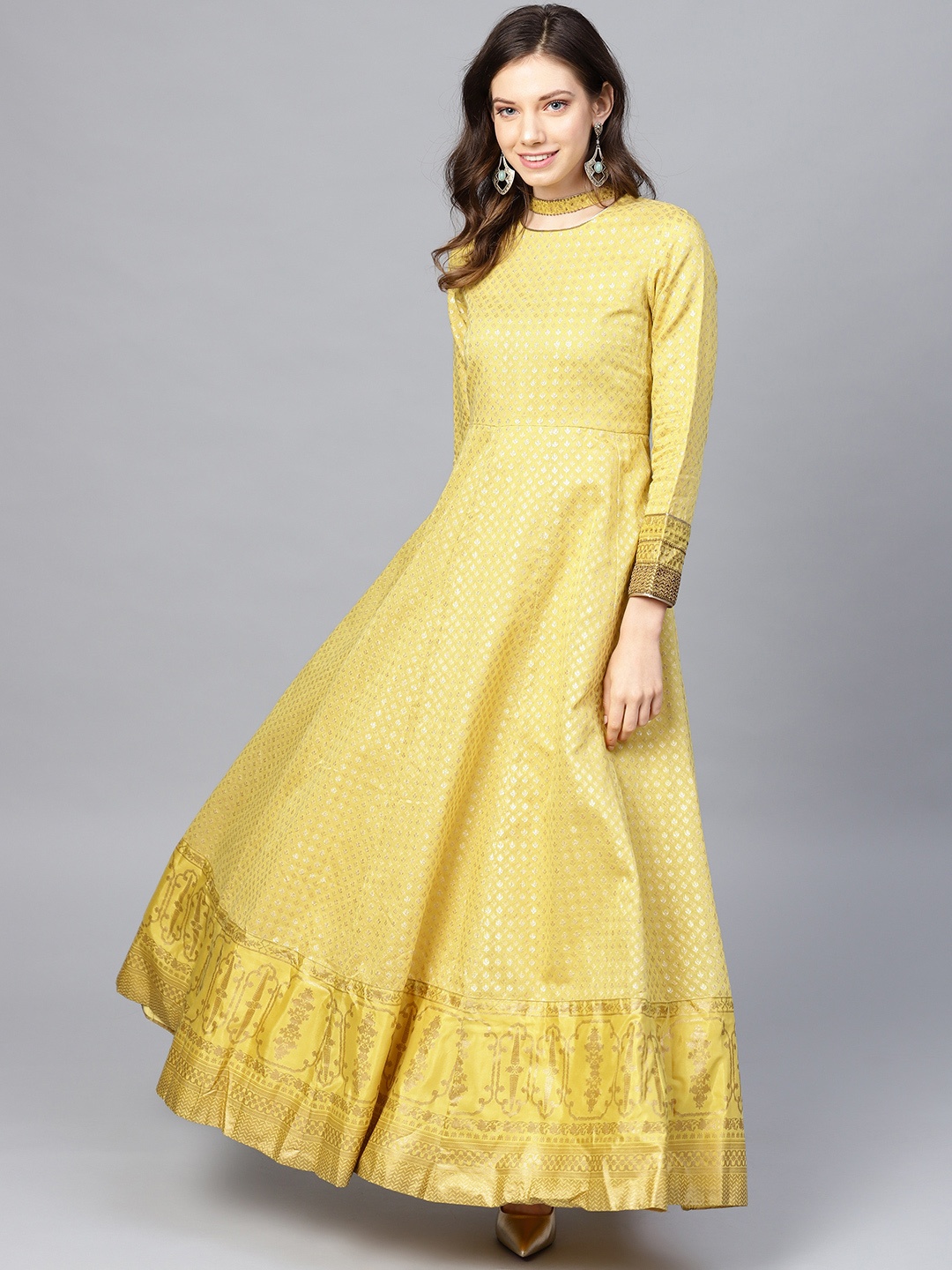 

WISHFUL Anarkali Cotton Kurta, Mustard