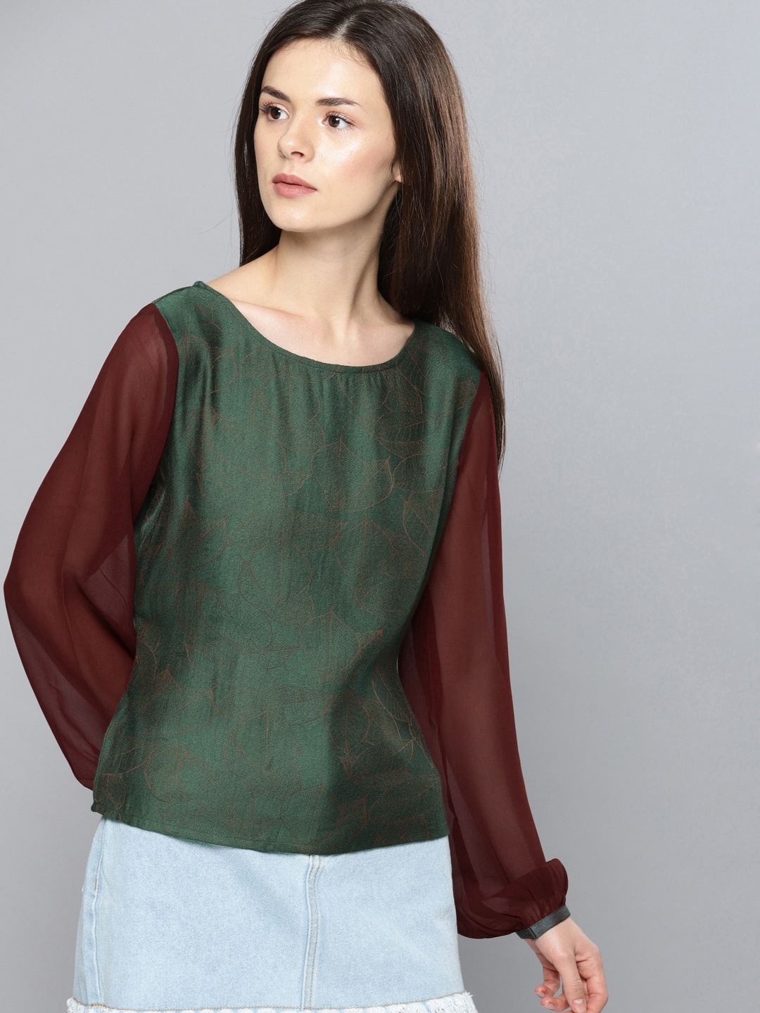 

NUSH Women Green Printed Top