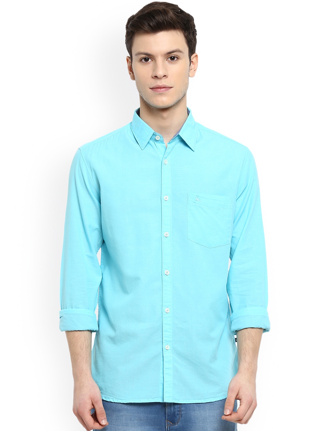 

Parx Men Blue Slim Fit Solid Casual Shirt