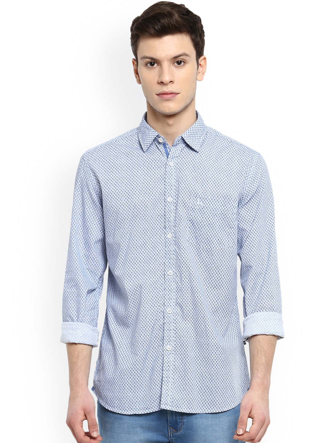 

Parx Men Blue Slim Fit Printed Casual Shirt