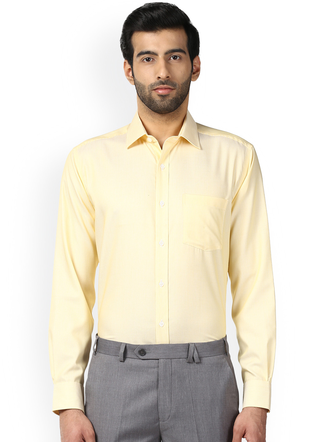 

Park Avenue Men Yellow Regular Fit Checked Formal Shirt