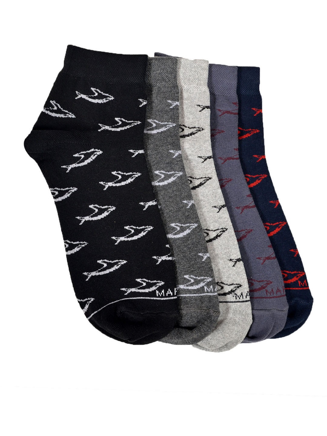 

MARC Men Pack of 5 Patterned Ankle-Length Socks, Multi