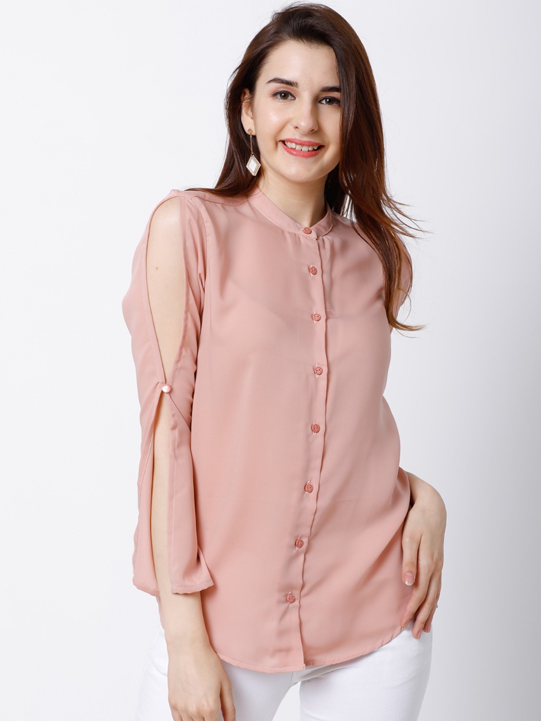

Tokyo Talkies Women Pink Regular Fit Solid Casual Shirt