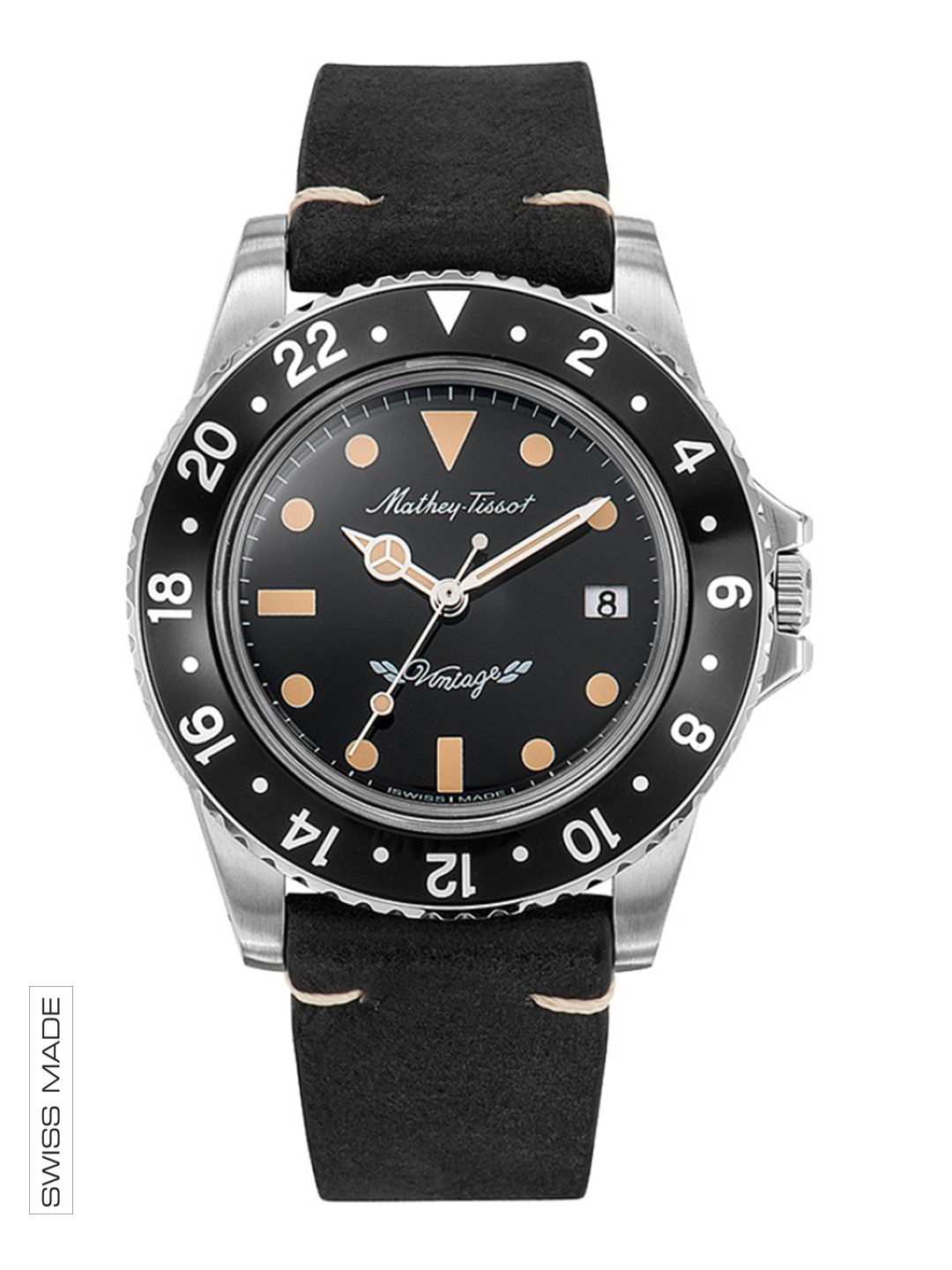 

Mathey-Tissot Swiss Made Men Rolly Vintage Black Dial Watch H900ALN