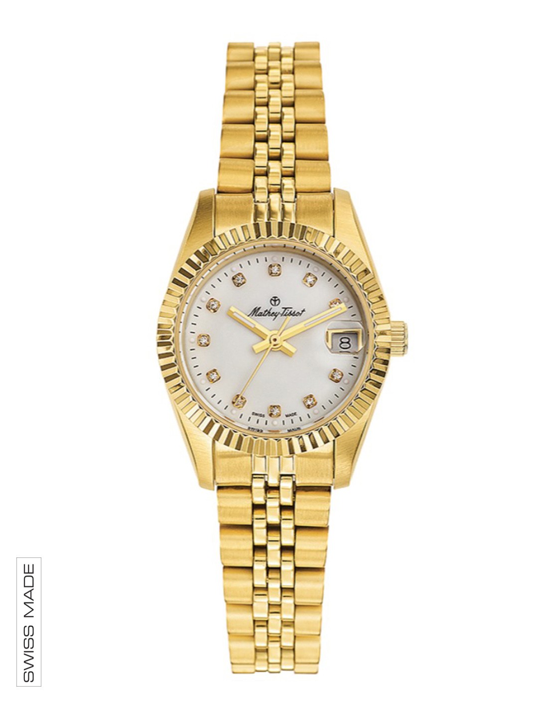 

Mathey-Tissot Swiss Made Women Rolly II Crystal Watch D710PI, Gold