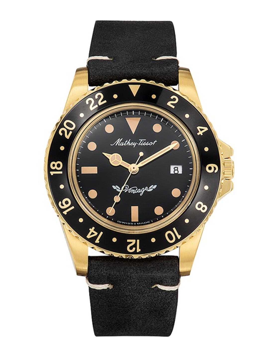 

Mathey-Tissot Swiss Made Men Rolly Vintage Black Dial Watch H900PLN