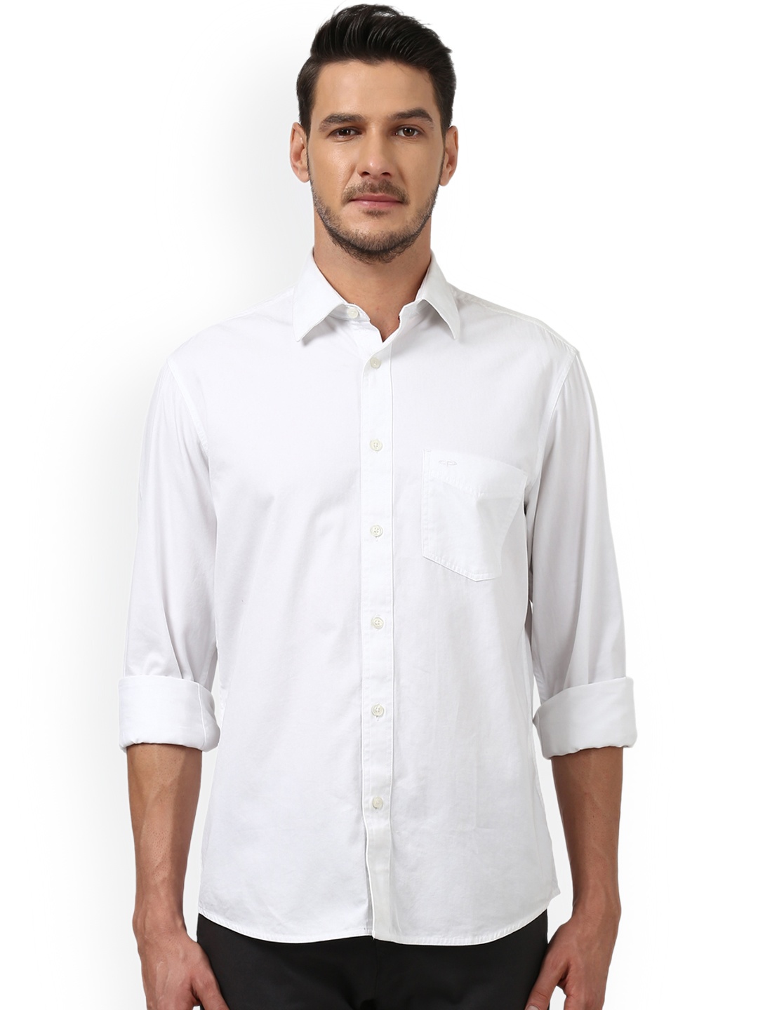 

ColorPlus Men White Tailored Fit Solid Casual Shirt