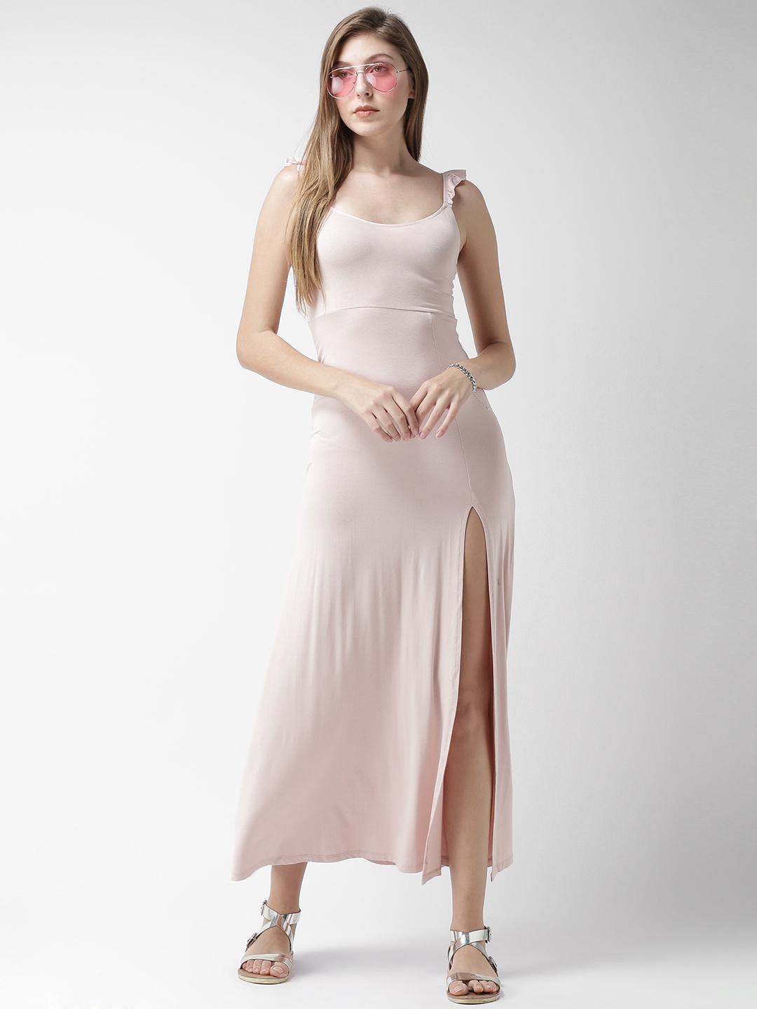 

FOREVER 21 Women Pink Solid Maxi Dress