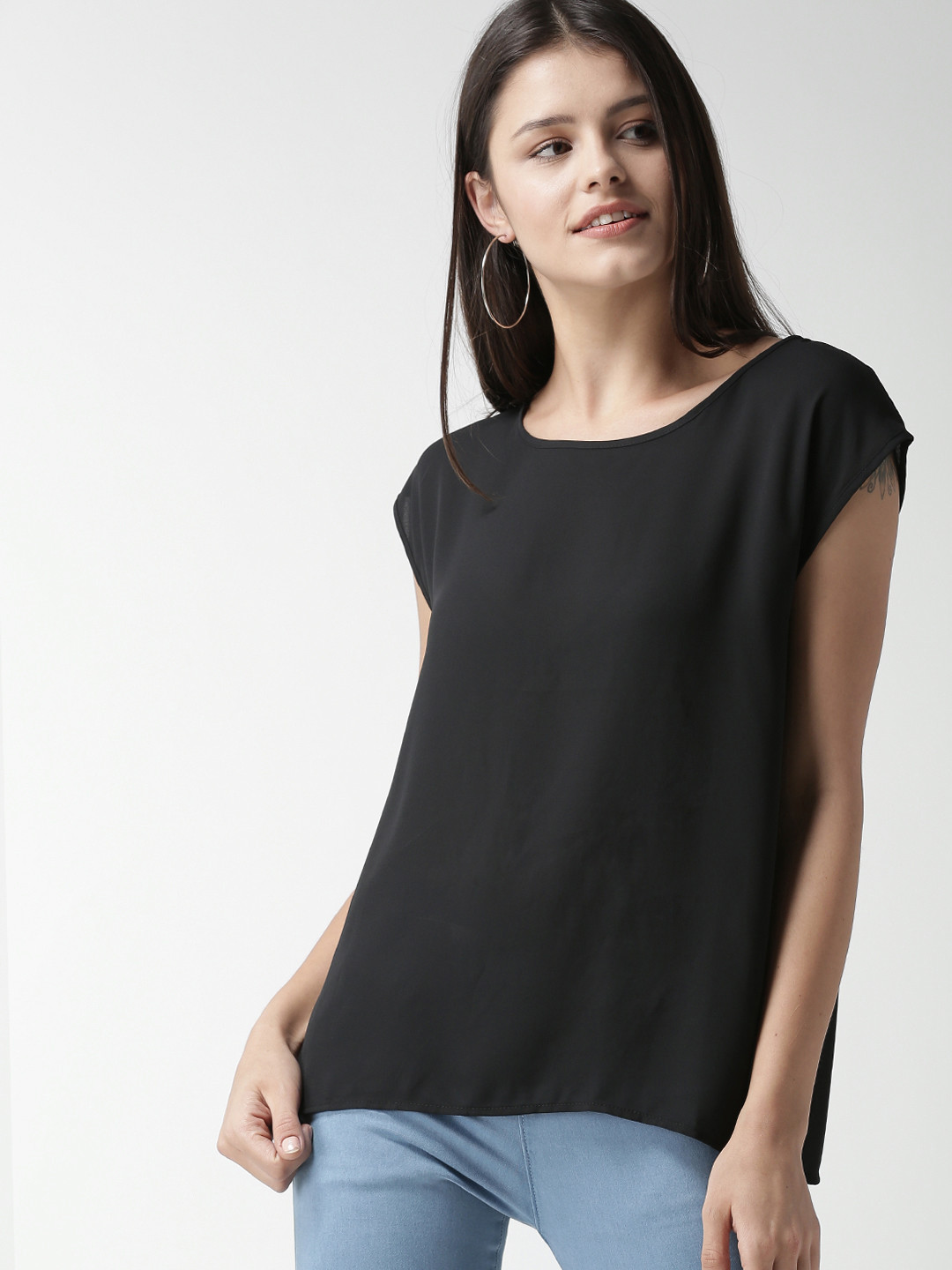 

FOREVER 21 Women Black Solid Top