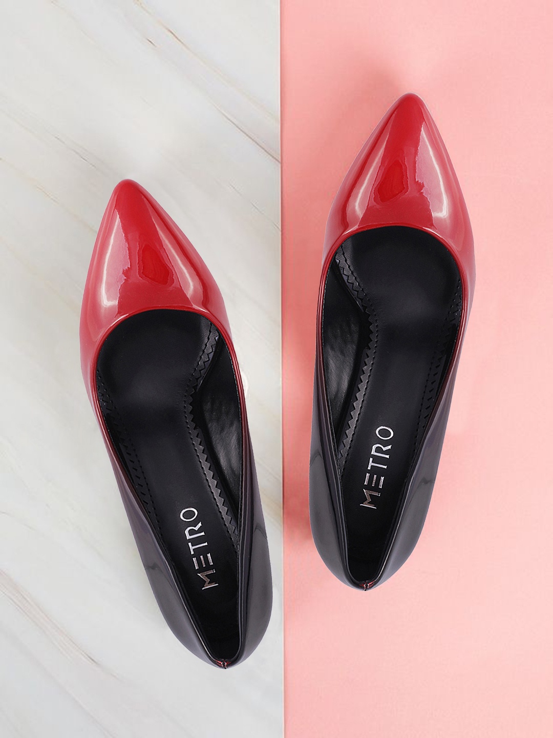 

Metro Women Red & Black Colourblocked Pumps
