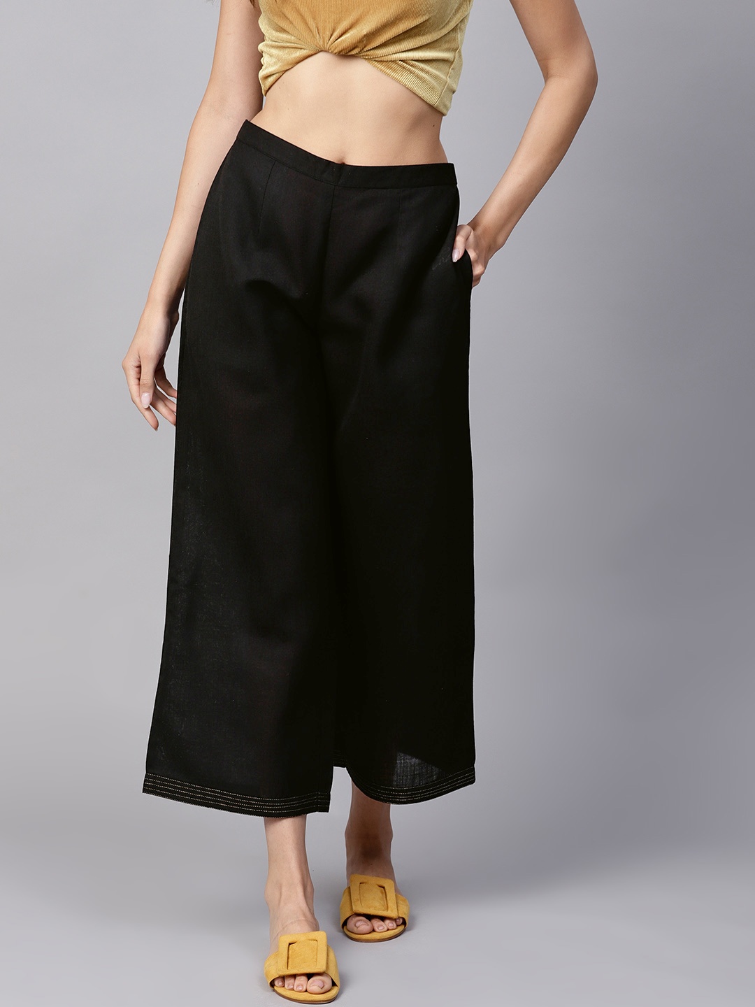 

GERUA Women Black Solid Wide Leg Palazzos