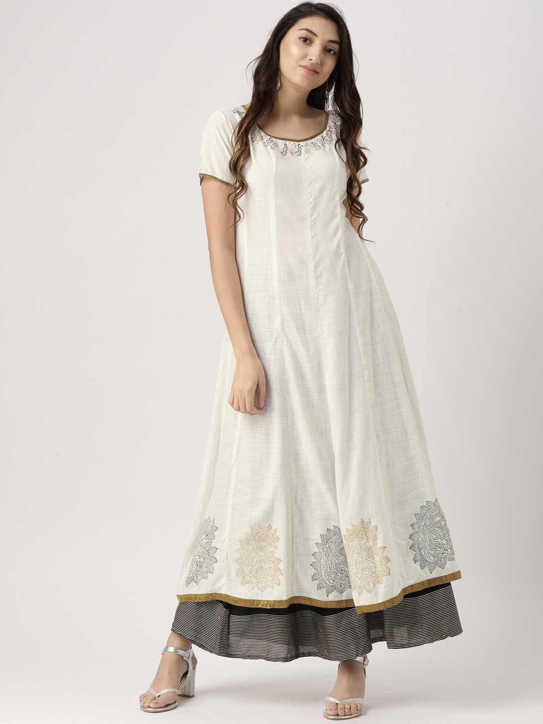

IMARA Women Off-White Printed A-Line Kurta