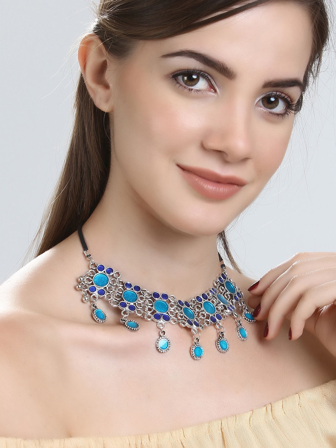 

Rubans Silver-Toned Metal Temple Necklace