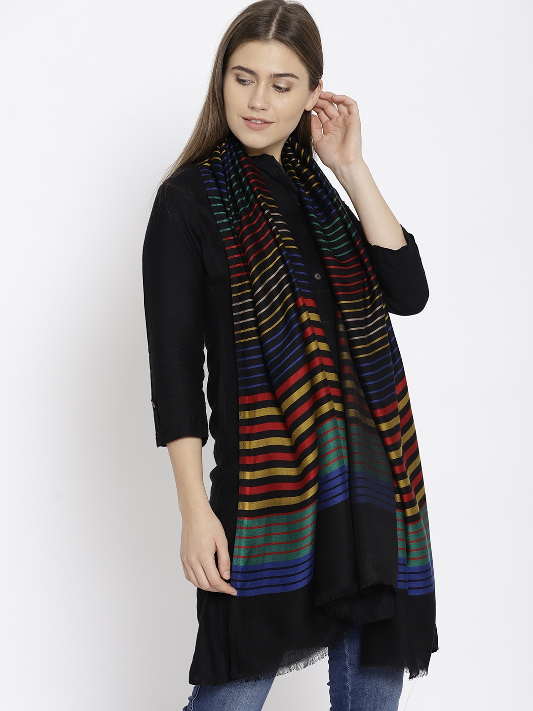 

Noi Women Multicoloured Striped Stole, Multi