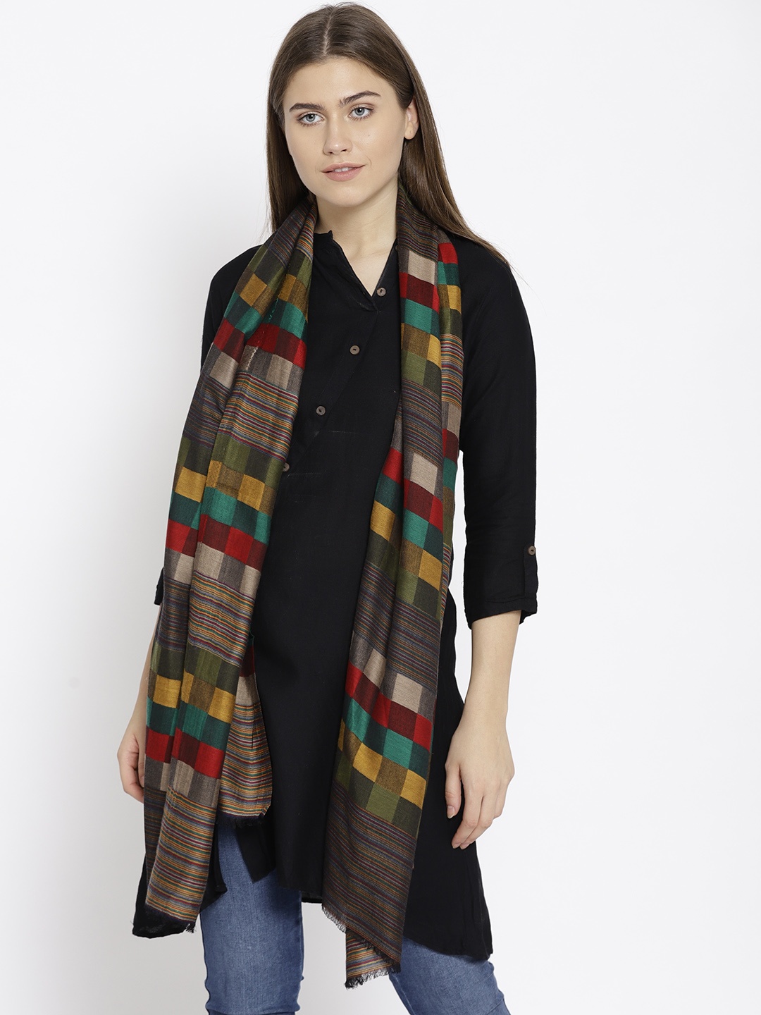 

Noi Women Brown & Red Checked Stole