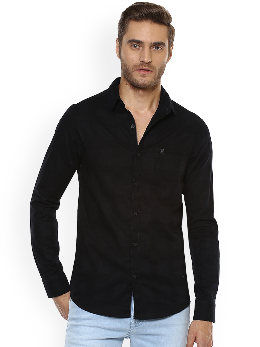 

Mufti Men Black Slim Fit Solid Casual Shirt