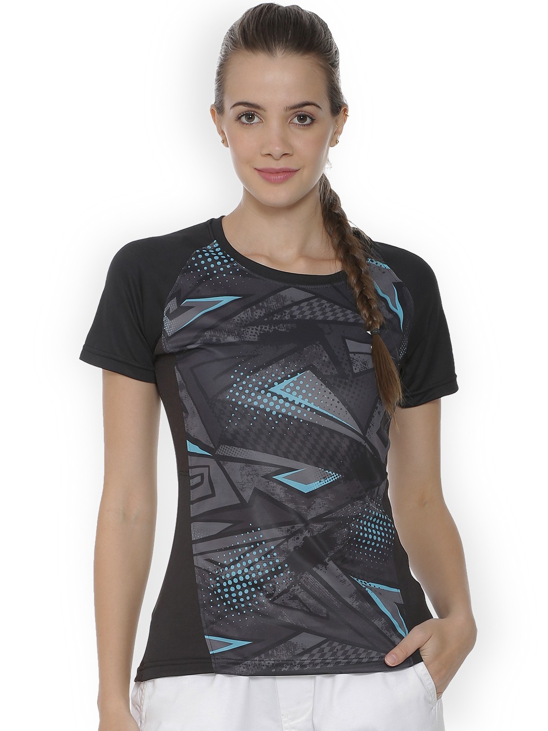 

Campus Sutra Women Black Printed Round Neck T-shirt