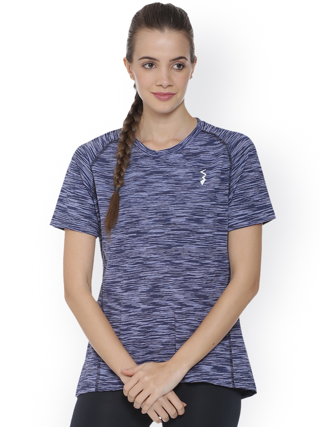 

Campus Sutra Women Purple Striped Round Neck T-shirt