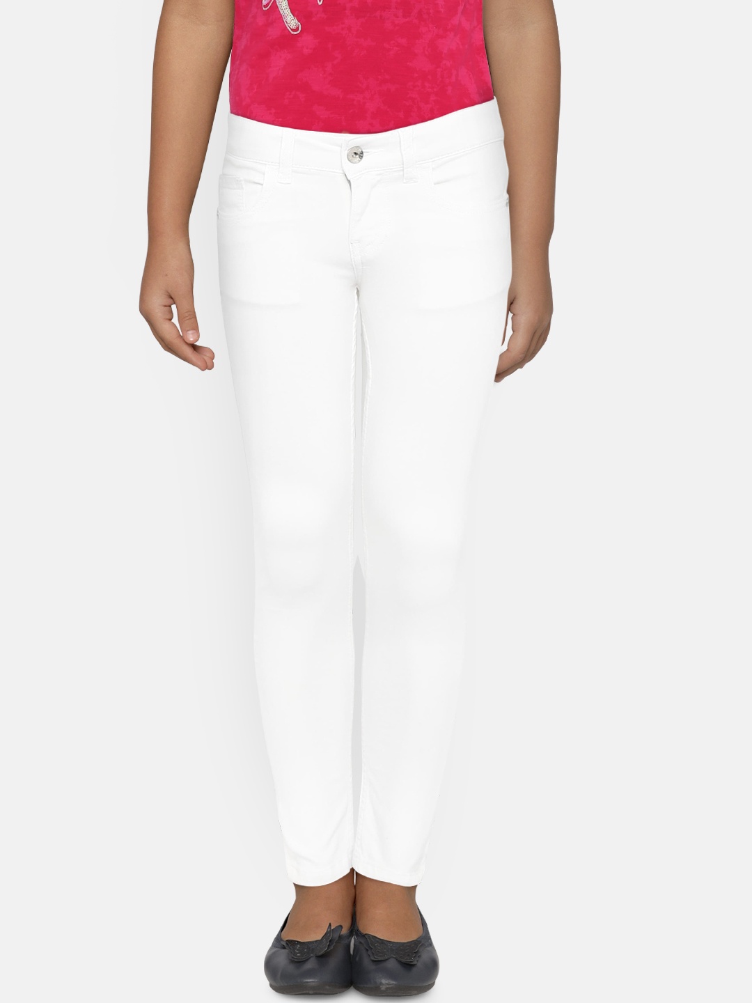 

United Colors of Benetton Girls White Regular Fit Mid-Rise Stretchable Jeans