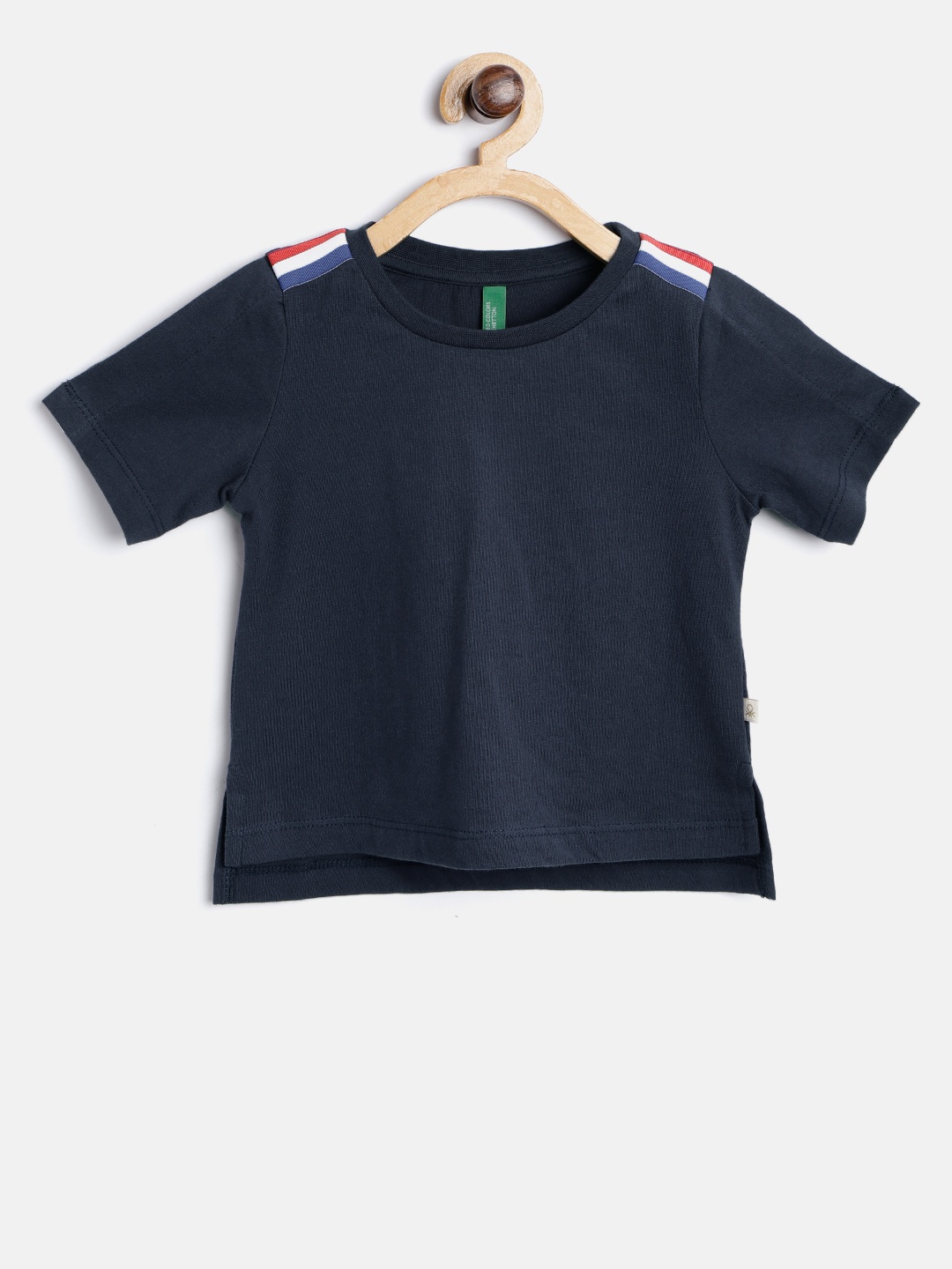

United Colors of Benetton Girls Navy Blue Solid Round Neck T-shirt