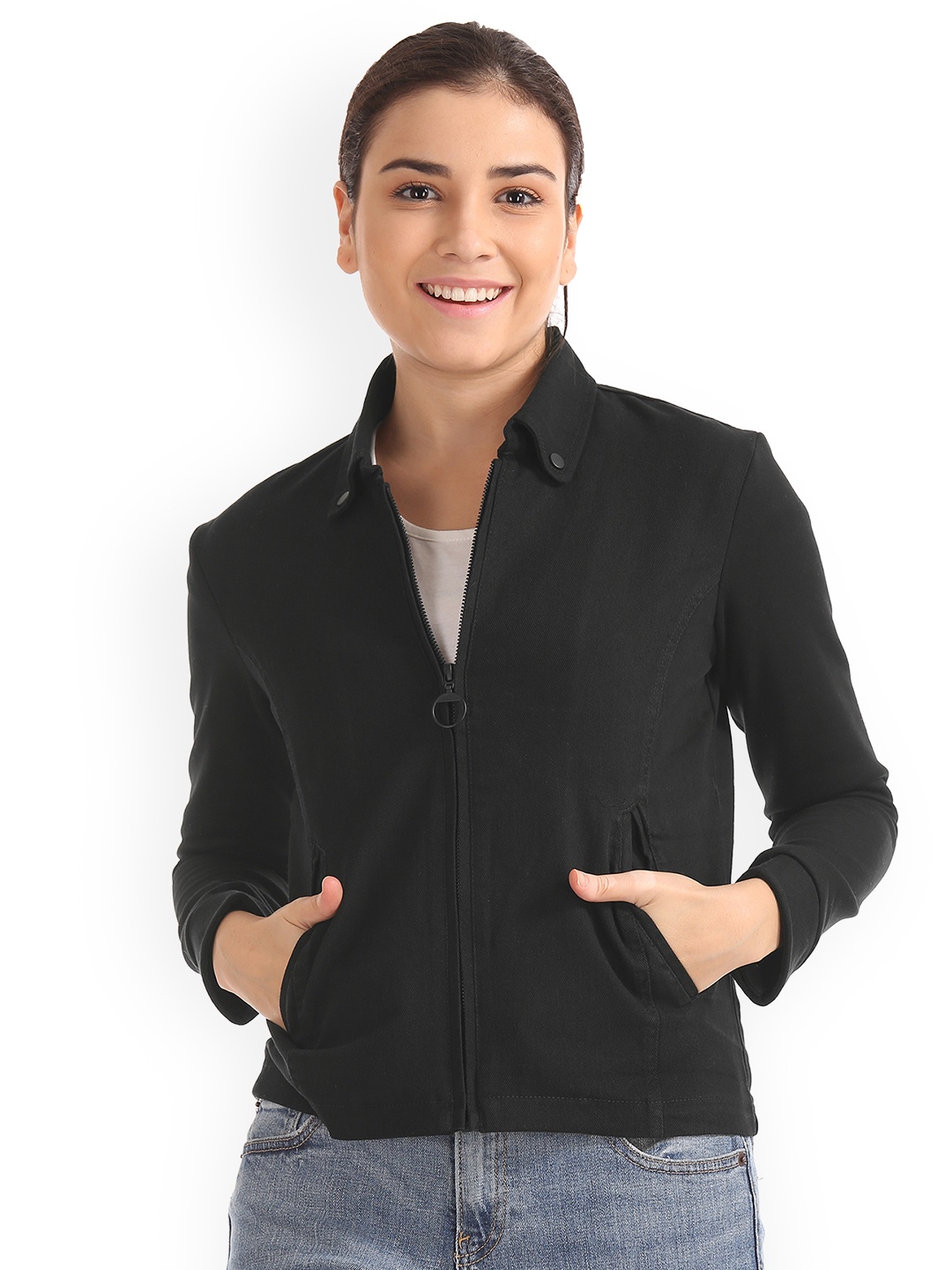 

Flying Machine Women Black Solid Tailored Jacket