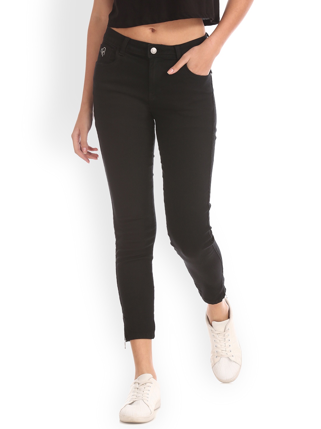 

Flying Machine Women Black Skinny Fit Mid-Rise Clean Look Stretchable Jeans