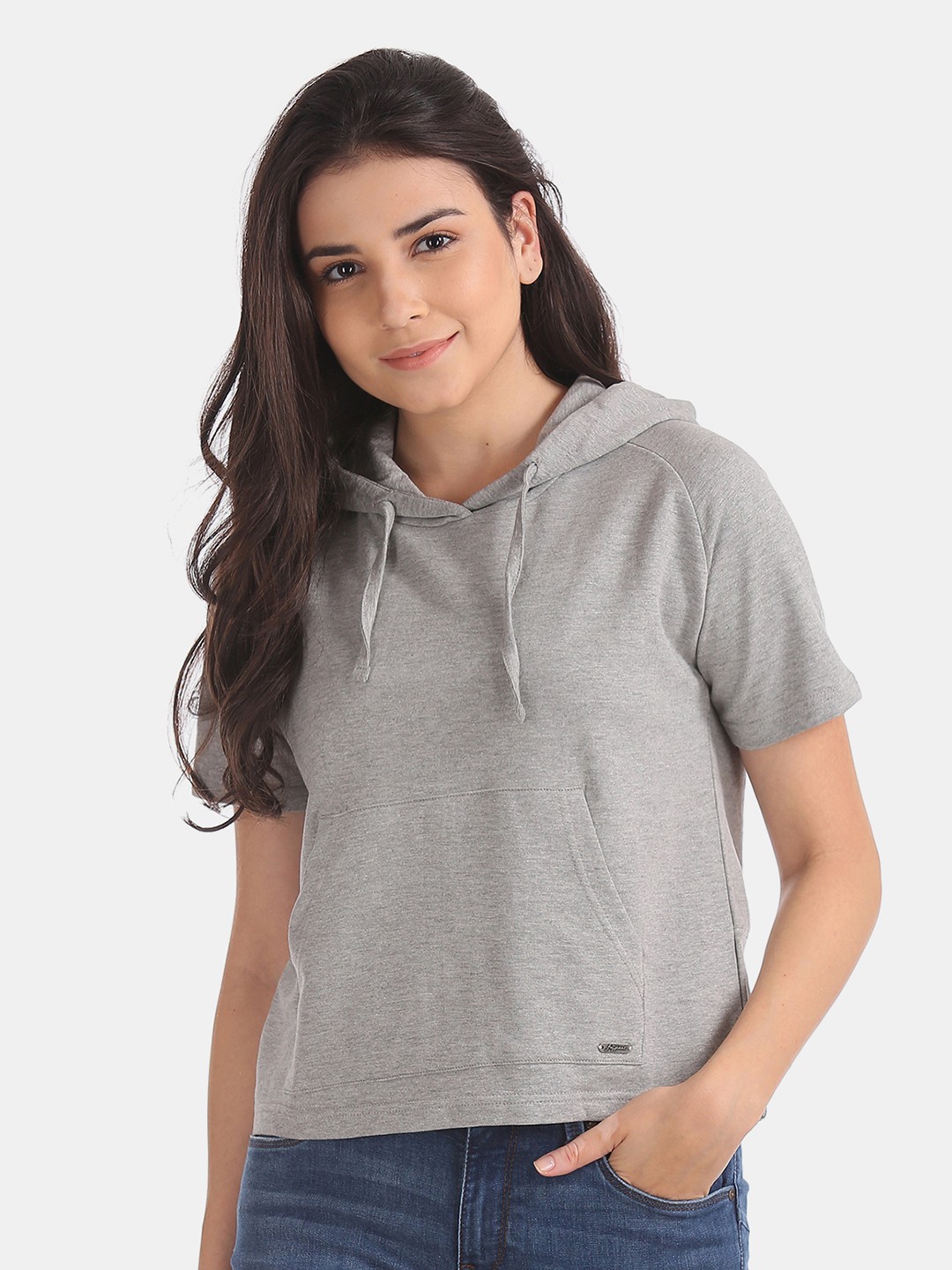

Flying Machine Women Grey Solid Sweatshirt