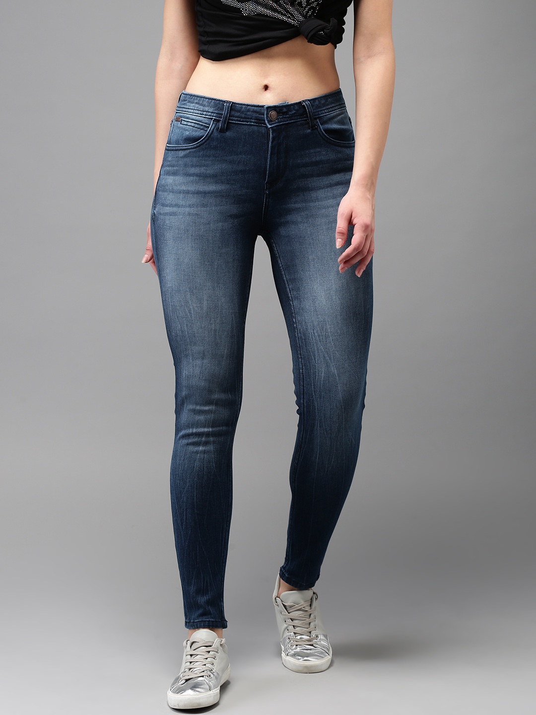 

Flying Machine Women Blue Skinny Fit Mid-Rise Clean Look Stretchable Jeans