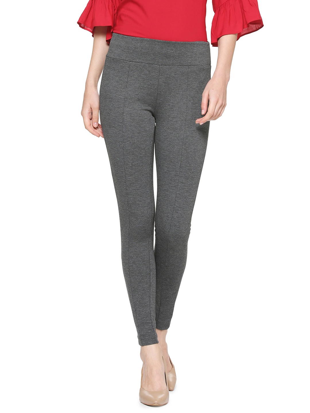 

Van Heusen Woman Grey Regular Fit Solid Regular Trousers