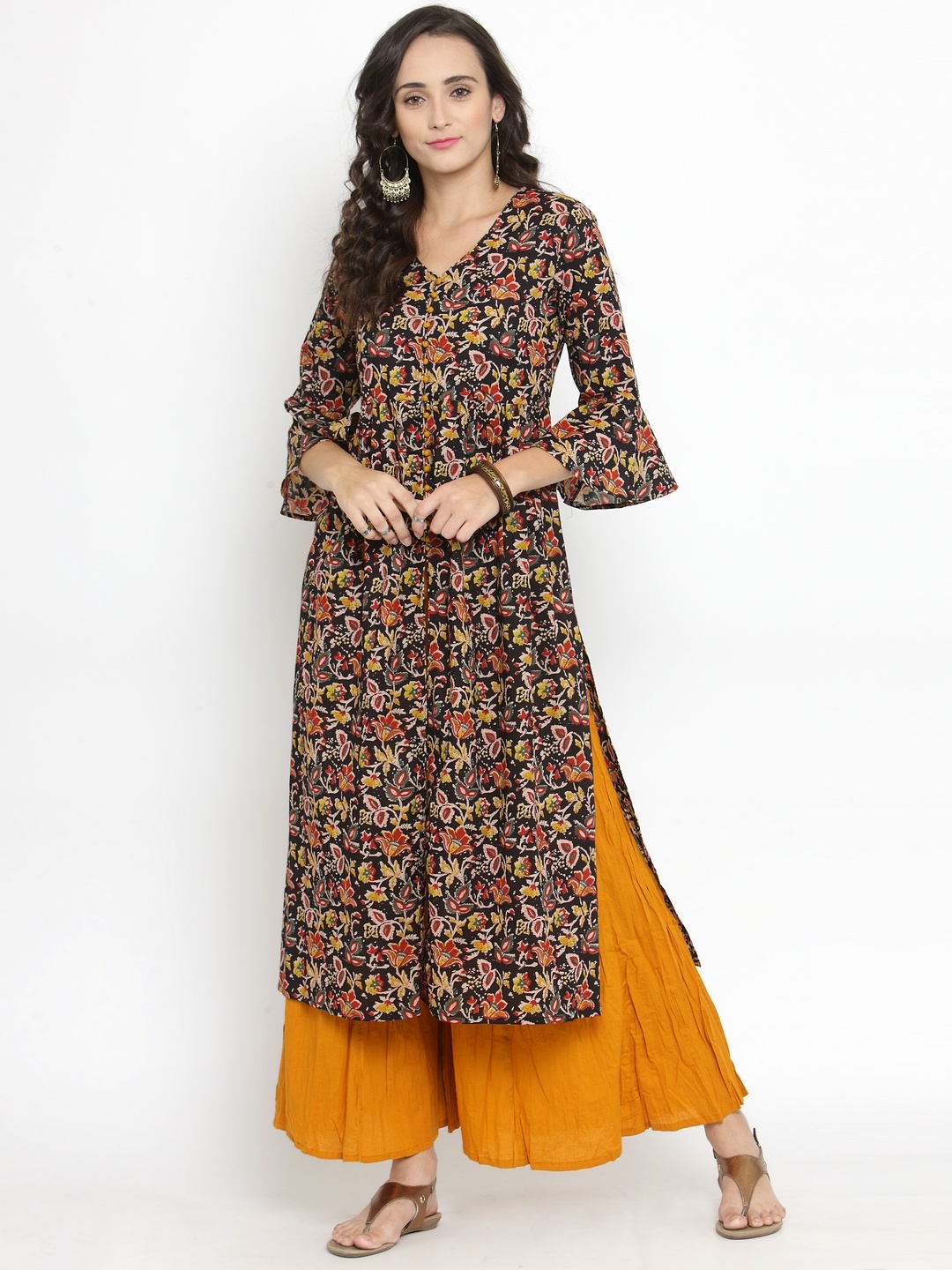 

Varanga Women Multicoloured & Mustard Printed Kurta with Palazzos, Multi