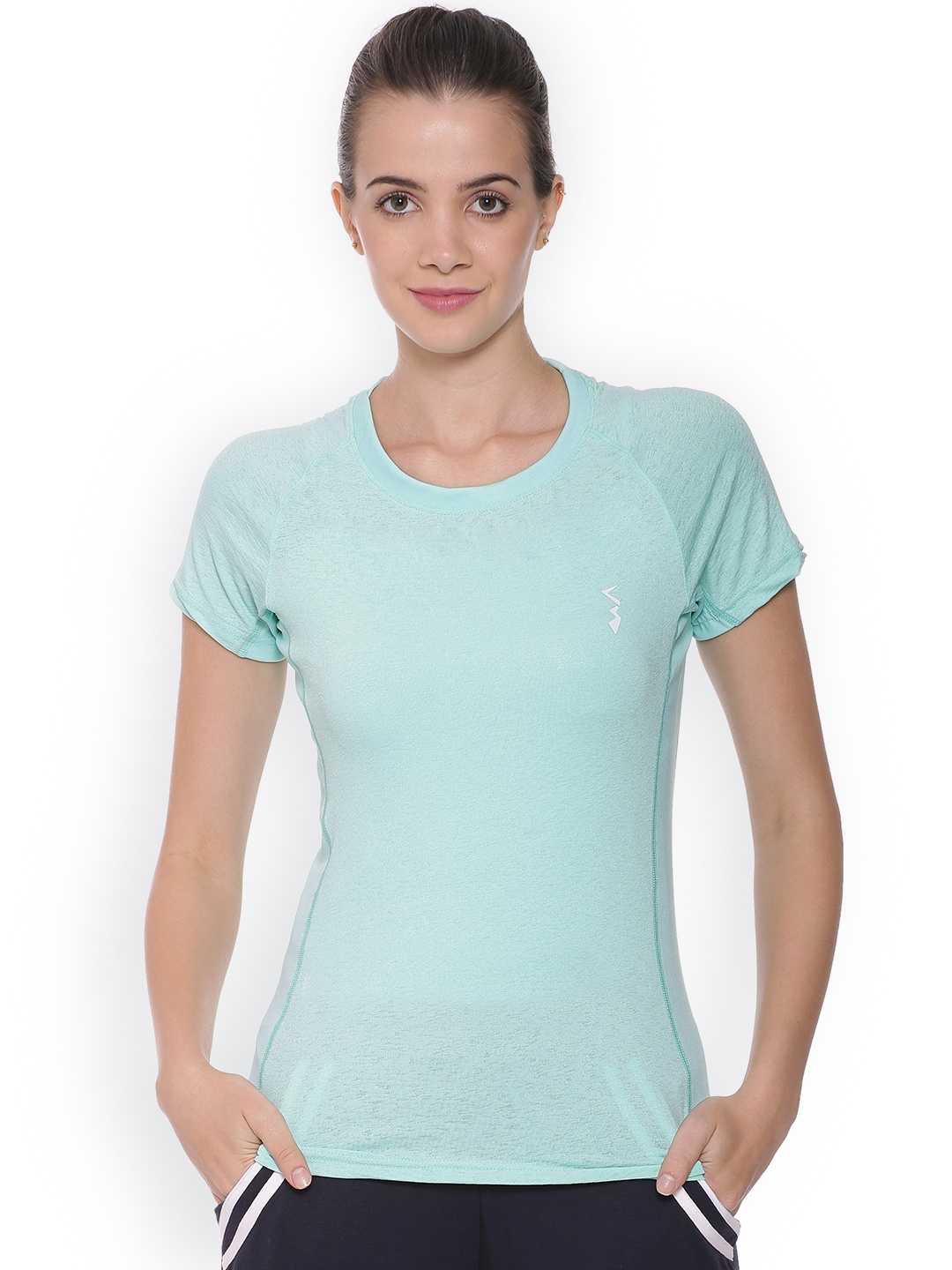 

Campus Sutra Women Sea Green Solid Round Neck T-shirt