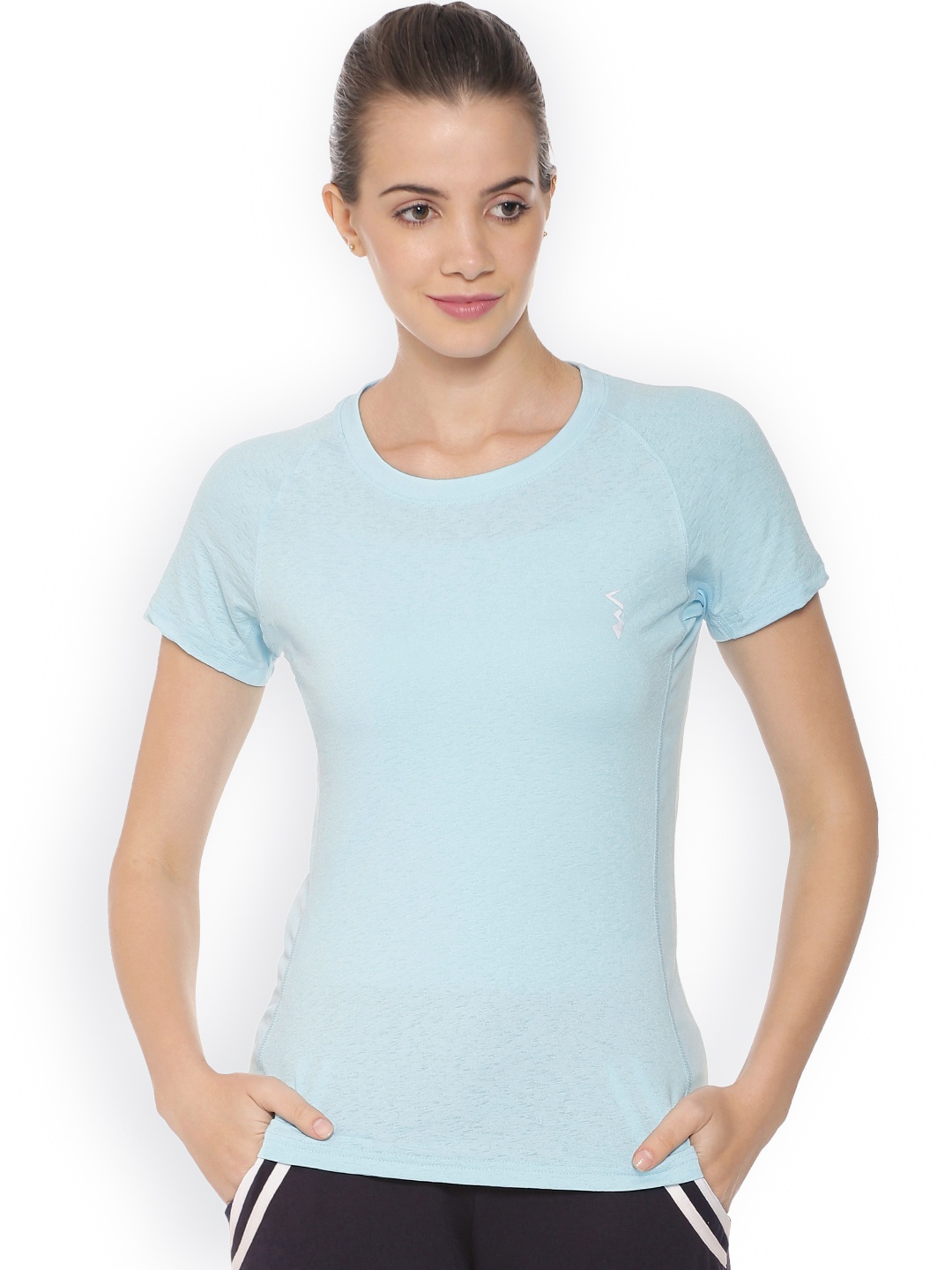 

Campus Sutra Women Blue Solid Round Neck T-shirt