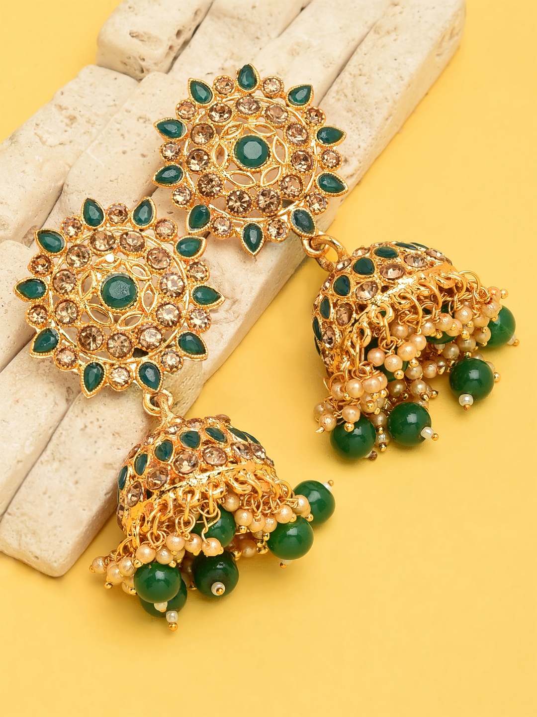 

Zaveri Pearls Gold-Plated Dome Shaped Jhumkas