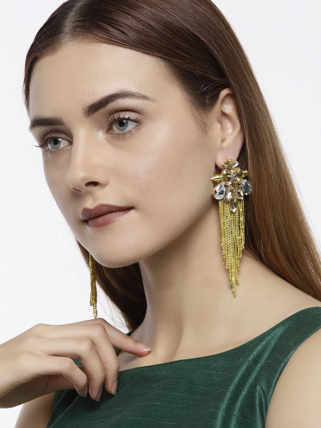 

Zaveri Pearls Gold-Toned Contemporary Drop Earrings