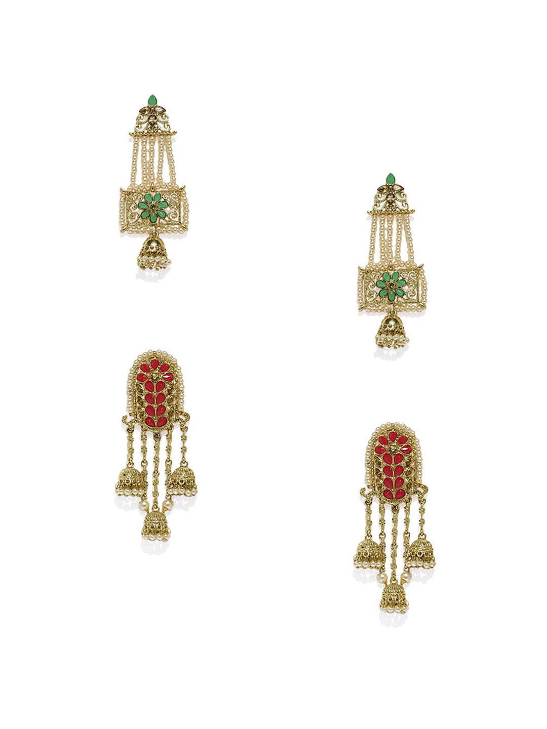

Zaveri Pearls Set of 2 Gold-Plated Dome Shaped Jhumkas
