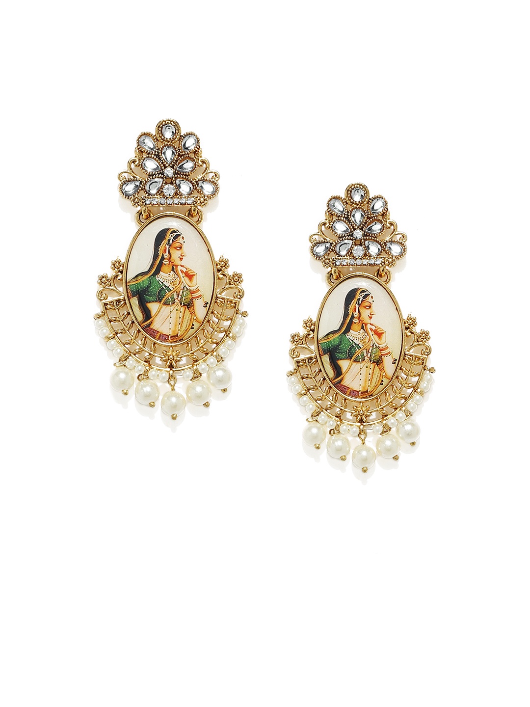 

Zaveri Pearls Gold-Toned Oval Drop Earrings