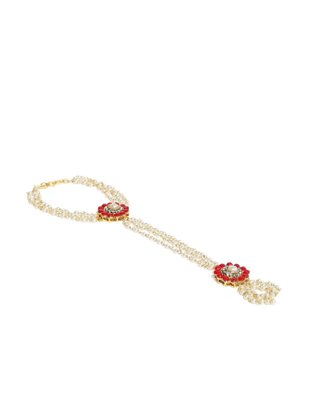 

Zaveri Pearls Gold-Toned Alloy Gold-Plated Ring Bracelet
